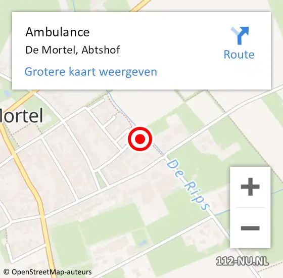 Locatie op kaart van de 112 melding: Ambulance De Mortel, Abtshof op 10 februari 2016 09:40