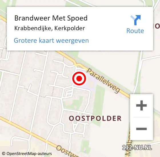 Locatie op kaart van de 112 melding: Brandweer Met Spoed Naar Krabbendijke, Kerkpolder op 10 februari 2016 09:51