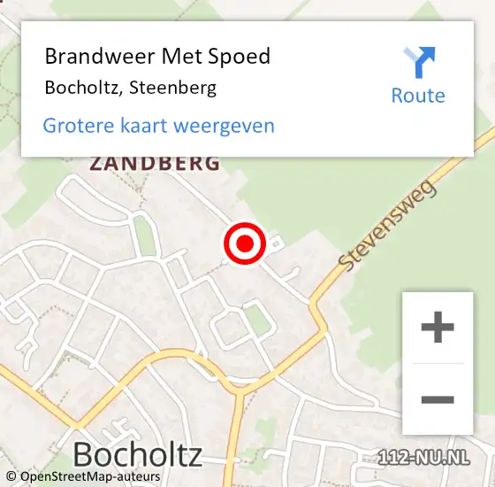 Locatie op kaart van de 112 melding: Brandweer Met Spoed Naar Bocholtz, Steenberg op 10 februari 2016 09:52