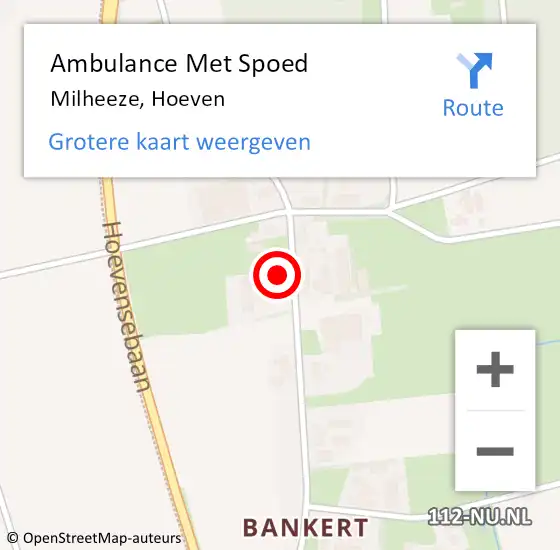 Locatie op kaart van de 112 melding: Ambulance Met Spoed Naar Milheeze, Hoeven op 10 februari 2016 10:38