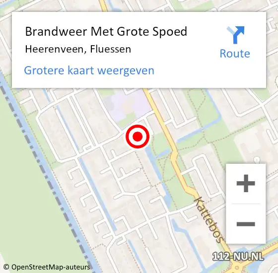 Locatie op kaart van de 112 melding: Brandweer Met Grote Spoed Naar Heerenveen, Fluessen op 10 februari 2016 10:41