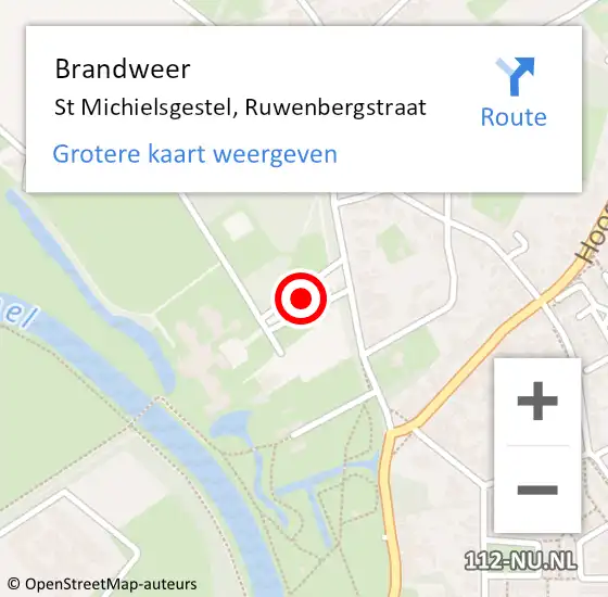 Locatie op kaart van de 112 melding: Brandweer St Michielsgestel, Ruwenbergstraat op 5 december 2013 17:50