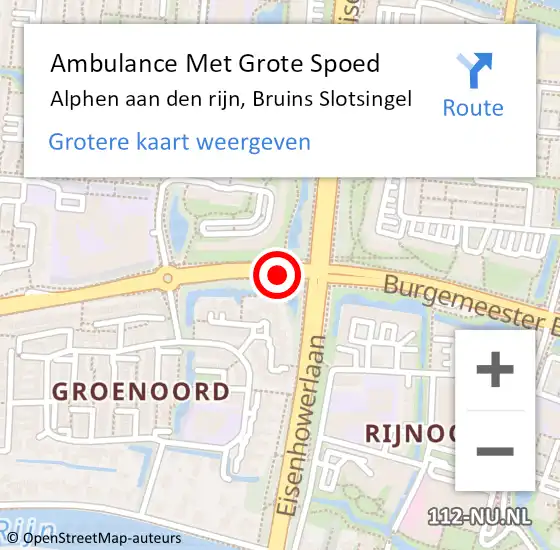 Locatie op kaart van de 112 melding: Ambulance Met Grote Spoed Naar Alphen aan den rijn, Bruins Slotsingel op 10 februari 2016 11:53