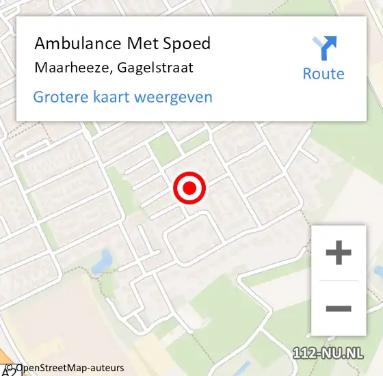 Locatie op kaart van de 112 melding: Ambulance Met Spoed Naar Maarheeze, Gagelstraat op 10 februari 2016 12:29