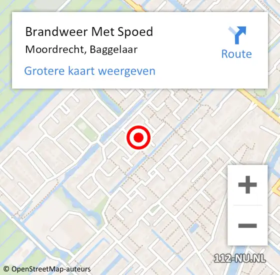 Locatie op kaart van de 112 melding: Brandweer Met Spoed Naar Moordrecht, Baggelaar op 5 december 2013 17:54