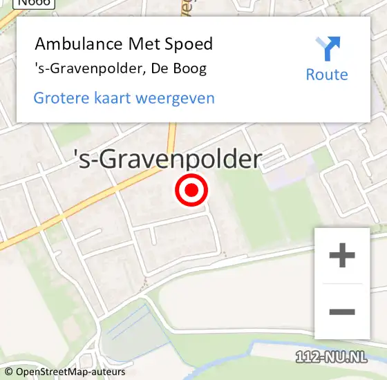 Locatie op kaart van de 112 melding: Ambulance Met Spoed Naar 's-Gravenpolder, De Boog op 10 februari 2016 12:44