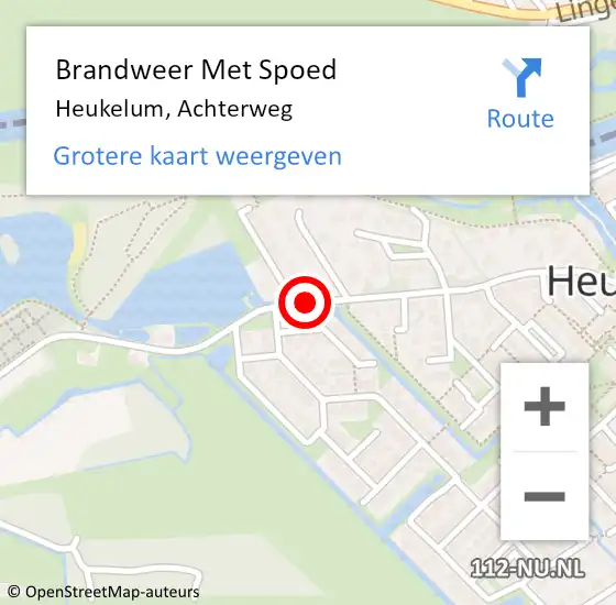 Locatie op kaart van de 112 melding: Brandweer Met Spoed Naar Heukelum, Achterweg op 5 december 2013 17:59