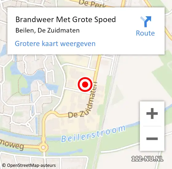 Locatie op kaart van de 112 melding: Brandweer Met Grote Spoed Naar Beilen, De Zuidmaten op 10 februari 2016 14:24