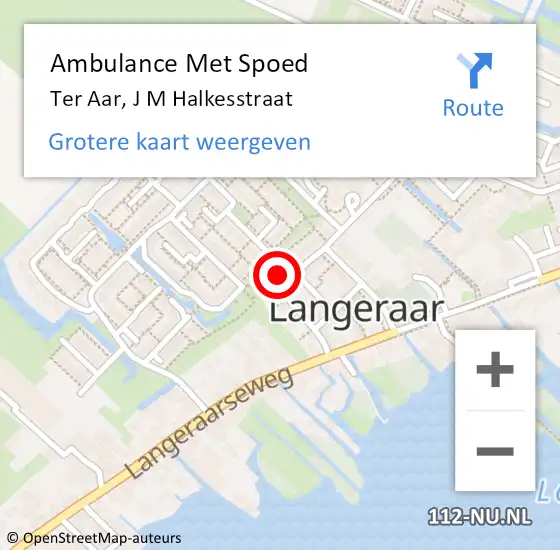 Locatie op kaart van de 112 melding: Ambulance Met Spoed Naar Ter Aar, J M Halkesstraat op 10 februari 2016 14:34