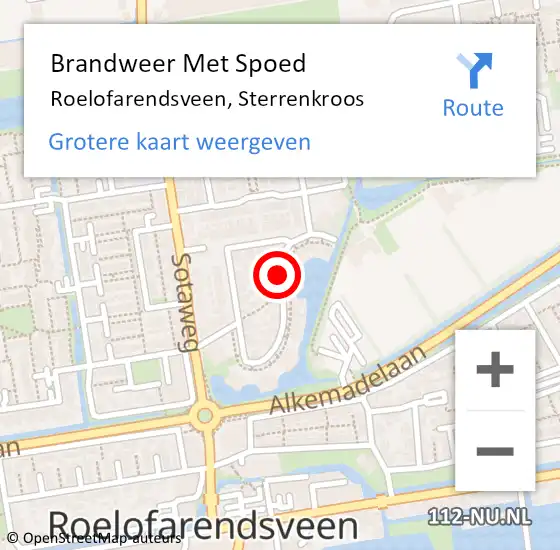 Locatie op kaart van de 112 melding: Brandweer Met Spoed Naar Roelofarendsveen, Sterrenkroos op 5 december 2013 18:03