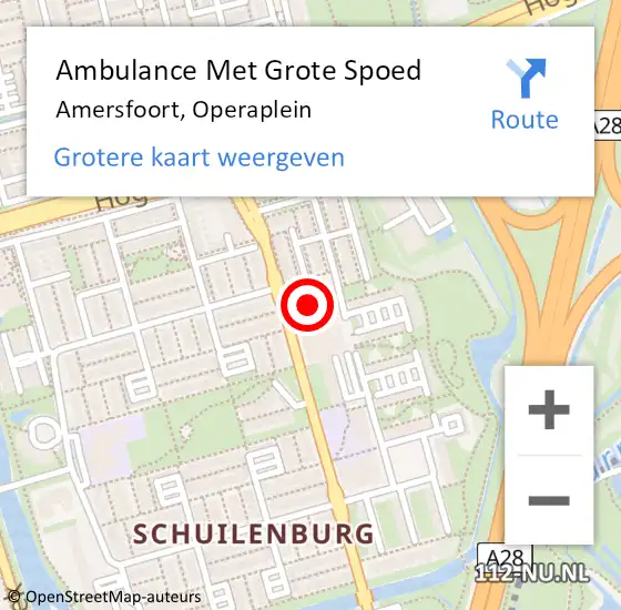 Locatie op kaart van de 112 melding: Ambulance Met Grote Spoed Naar Amersfoort, Operaplein op 10 februari 2016 15:54