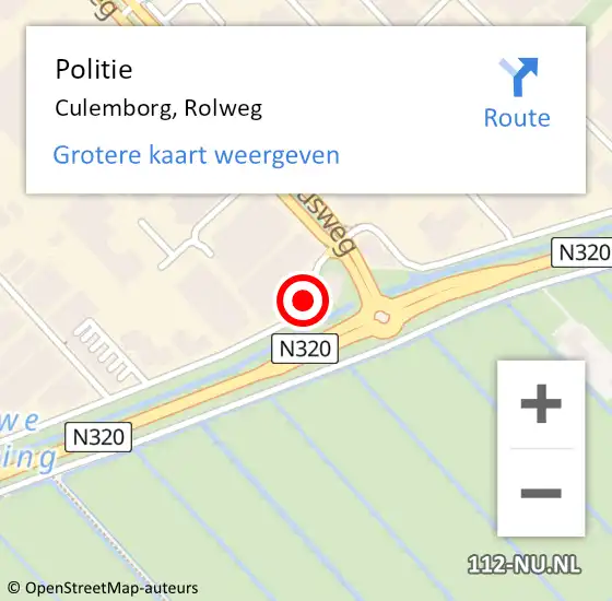 Locatie op kaart van de 112 melding: Politie Culemborg, Rolweg op 10 februari 2016 16:54