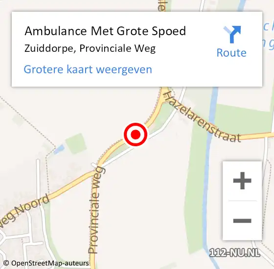 Locatie op kaart van de 112 melding: Ambulance Met Grote Spoed Naar Zuiddorpe, Provinciale Weg op 10 februari 2016 17:20