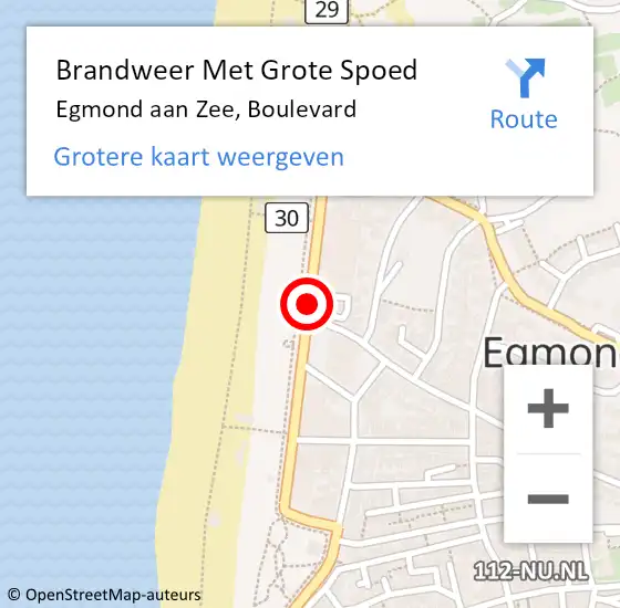 Locatie op kaart van de 112 melding: Brandweer Met Grote Spoed Naar Egmond aan Zee, Boulevard op 10 februari 2016 17:25