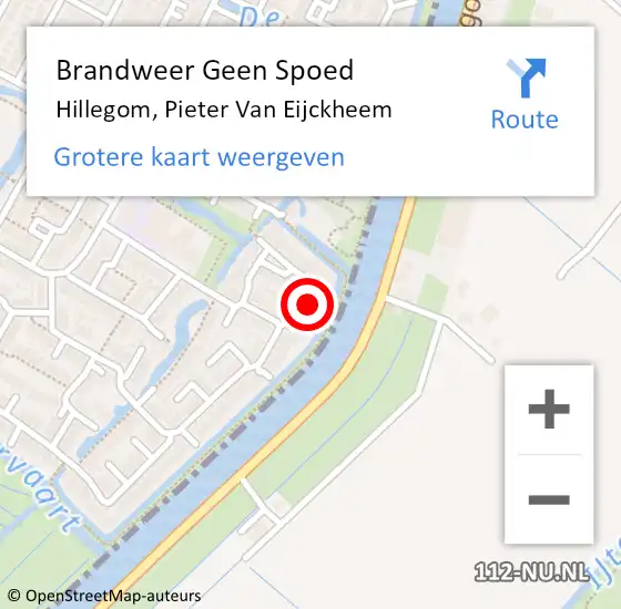 Locatie op kaart van de 112 melding: Brandweer Geen Spoed Naar Hillegom, Pieter Van Eijckheem op 5 december 2013 18:11