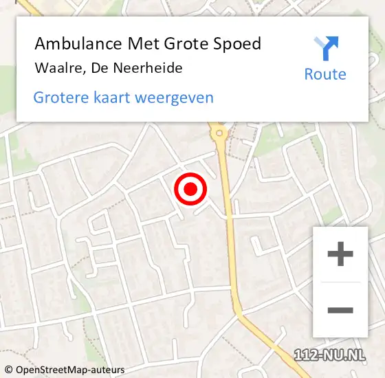 Locatie op kaart van de 112 melding: Ambulance Met Grote Spoed Naar Waalre, De Neerheide op 10 februari 2016 18:51