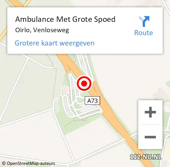 Locatie op kaart van de 112 melding: Ambulance Met Grote Spoed Naar Oirlo, Venloseweg op 10 februari 2016 21:19