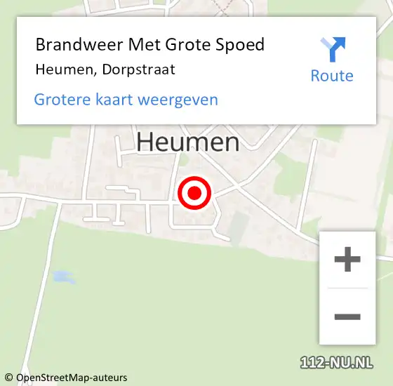 Locatie op kaart van de 112 melding: Brandweer Met Grote Spoed Naar Heumen, Dorpstraat op 10 februari 2016 21:36