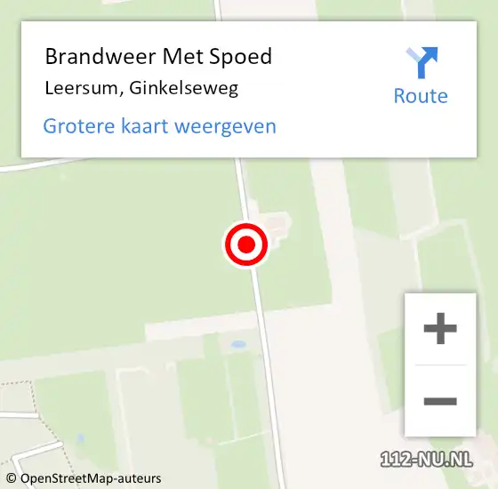 Locatie op kaart van de 112 melding: Brandweer Met Spoed Naar Leersum, Ginkelseweg op 10 februari 2016 22:09