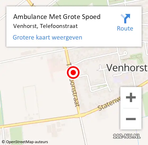 Locatie op kaart van de 112 melding: Ambulance Met Grote Spoed Naar Venhorst, Telefoonstraat op 10 februari 2016 22:37