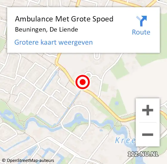 Locatie op kaart van de 112 melding: Ambulance Met Grote Spoed Naar Beuningen, De Liende op 10 februari 2016 23:51