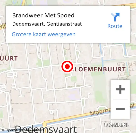 Locatie op kaart van de 112 melding: Brandweer Met Spoed Naar Dedemsvaart, Gentiaanstraat op 11 februari 2016 01:33