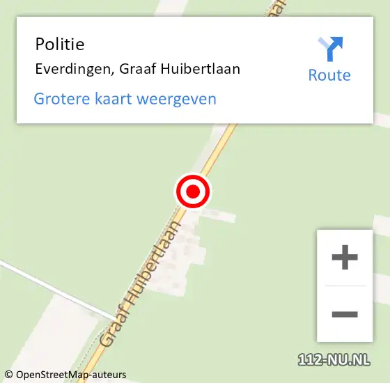 Locatie op kaart van de 112 melding: Politie Everdingen, Graaf Huibertlaan op 11 februari 2016 07:28