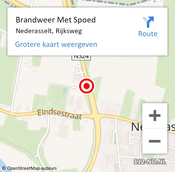 Locatie op kaart van de 112 melding: Brandweer Met Spoed Naar Nederasselt, Rijksweg op 5 december 2013 18:26