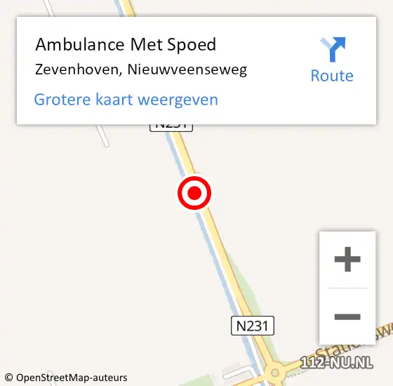 Locatie op kaart van de 112 melding: Ambulance Met Spoed Naar Zevenhoven, Nieuwveenseweg op 11 februari 2016 07:52