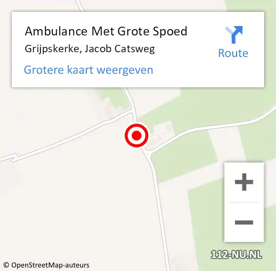 Locatie op kaart van de 112 melding: Ambulance Met Grote Spoed Naar Grijpskerke, Jacob Catsweg op 11 februari 2016 07:55