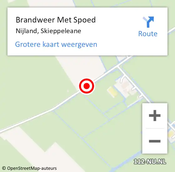 Locatie op kaart van de 112 melding: Brandweer Met Spoed Naar Nijland, Skieppeleane op 5 december 2013 18:27