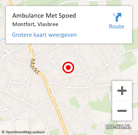 Locatie op kaart van de 112 melding: Ambulance Met Spoed Naar Montfort, Vlasbree op 11 februari 2016 08:16