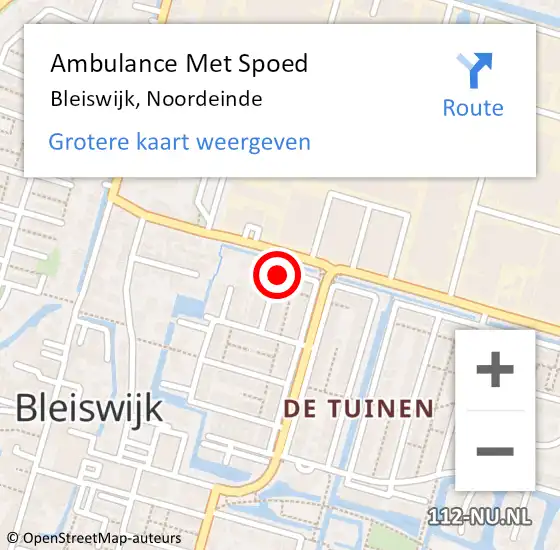 Locatie op kaart van de 112 melding: Ambulance Met Spoed Naar Bleiswijk, Noordeinde op 11 februari 2016 08:33