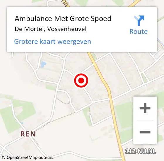 Locatie op kaart van de 112 melding: Ambulance Met Grote Spoed Naar De Mortel, Vossenheuvel op 11 februari 2016 08:33