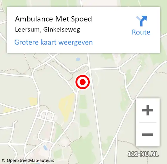 Locatie op kaart van de 112 melding: Ambulance Met Spoed Naar Leersum, Ginkelseweg op 11 februari 2016 08:40