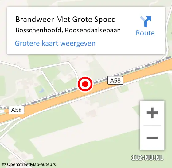 Locatie op kaart van de 112 melding: Brandweer Met Grote Spoed Naar Bosschenhoofd, Roosendaalsebaan op 11 februari 2016 09:09