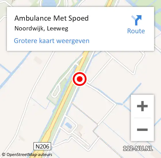 Locatie op kaart van de 112 melding: Ambulance Met Spoed Naar Noordwijk, Leeweg op 11 februari 2016 09:53