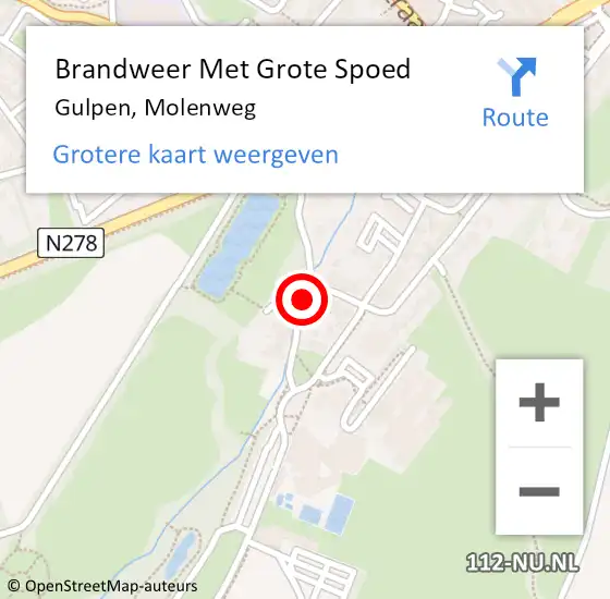 Locatie op kaart van de 112 melding: Brandweer Met Grote Spoed Naar Gulpen, Molenweg op 11 februari 2016 10:10