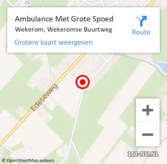 Locatie op kaart van de 112 melding: Ambulance Met Grote Spoed Naar Wekerom, Wekeromse Buurtweg op 11 februari 2016 10:11