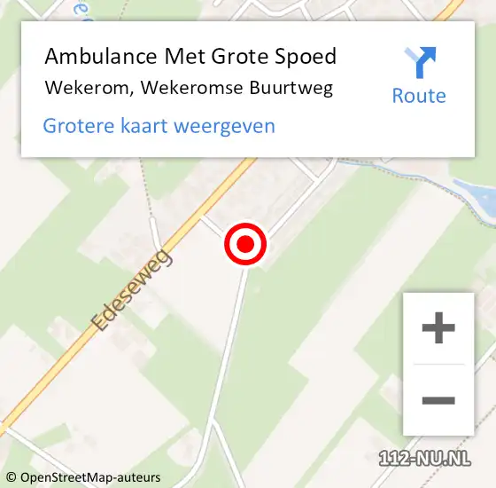 Locatie op kaart van de 112 melding: Ambulance Met Grote Spoed Naar Wekerom, Wekeromse Buurtweg op 11 februari 2016 10:12