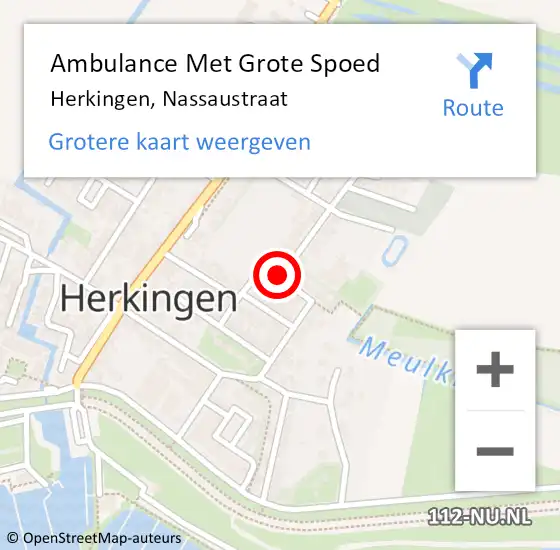 Locatie op kaart van de 112 melding: Ambulance Met Grote Spoed Naar Herkingen, Nassaustraat op 11 februari 2016 10:55