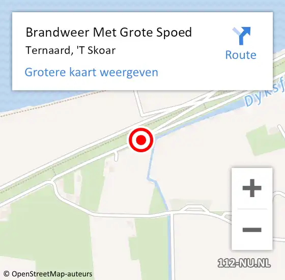 Locatie op kaart van de 112 melding: Brandweer Met Grote Spoed Naar Ternaard, 'T Skoar op 5 december 2013 18:39