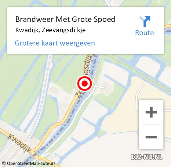 Locatie op kaart van de 112 melding: Brandweer Met Grote Spoed Naar Kwadijk, Zeevangsdijkje op 5 december 2013 18:39