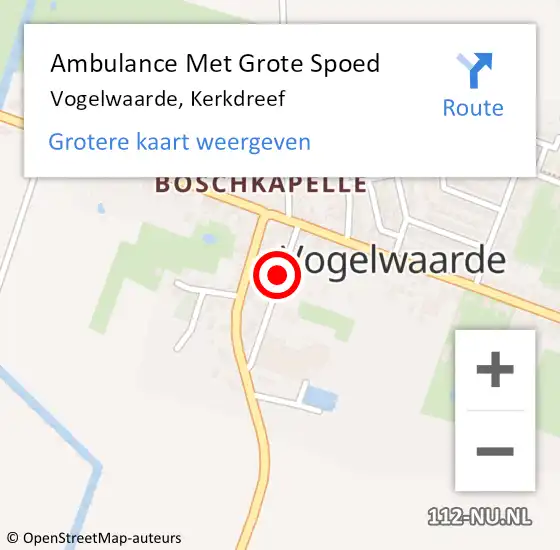 Locatie op kaart van de 112 melding: Ambulance Met Grote Spoed Naar Vogelwaarde, Kerkdreef op 11 februari 2016 12:29