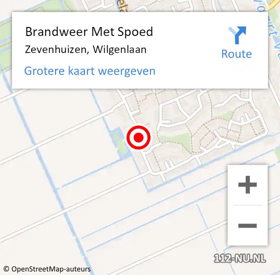 Locatie op kaart van de 112 melding: Brandweer Met Spoed Naar Zevenhuizen, Wilgenlaan op 5 december 2013 18:42