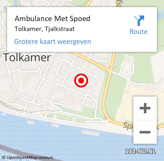 Locatie op kaart van de 112 melding: Ambulance Met Spoed Naar Tolkamer, Tjalkstraat op 11 februari 2016 13:35