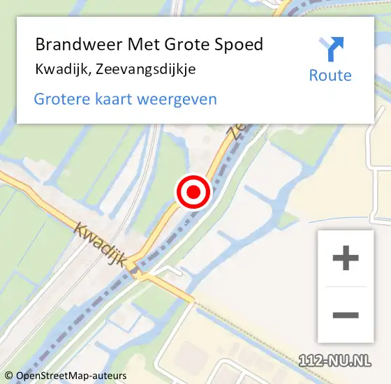 Locatie op kaart van de 112 melding: Brandweer Met Grote Spoed Naar Kwadijk, Zeevangsdijkje op 5 december 2013 18:42