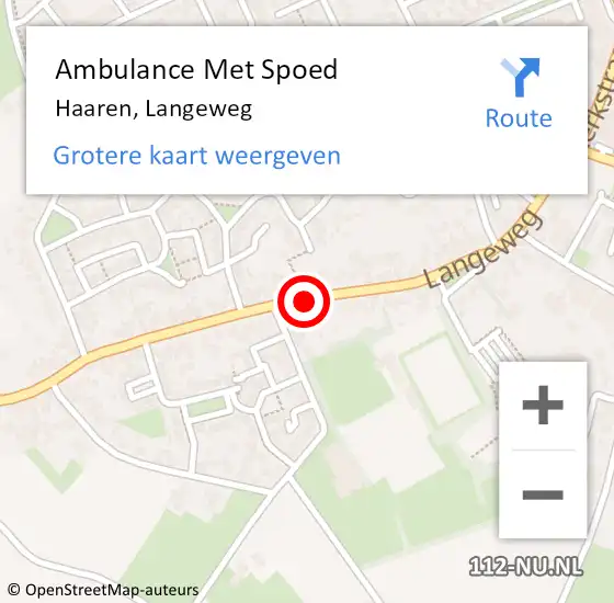 Locatie op kaart van de 112 melding: Ambulance Met Spoed Naar Haaren, Langeweg op 11 februari 2016 14:48
