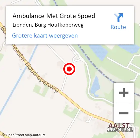 Locatie op kaart van de 112 melding: Ambulance Met Grote Spoed Naar Lienden, Burg Houtkoperweg op 11 februari 2016 15:38