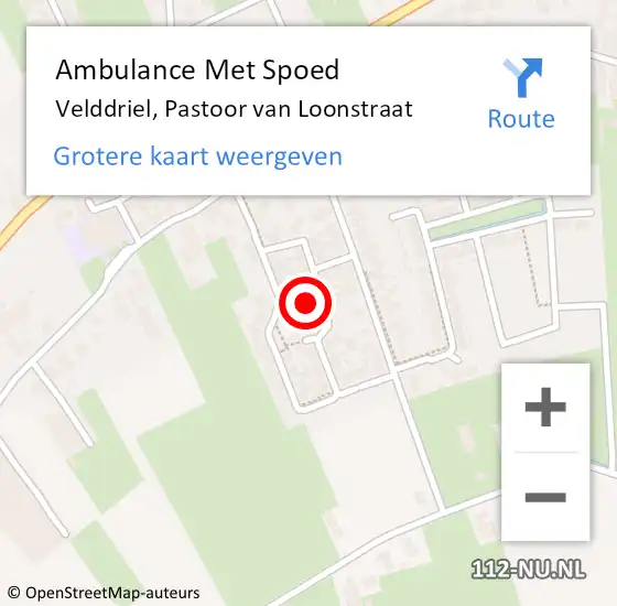 Locatie op kaart van de 112 melding: Ambulance Met Spoed Naar Velddriel, Pastoor van Loonstraat op 11 februari 2016 15:40